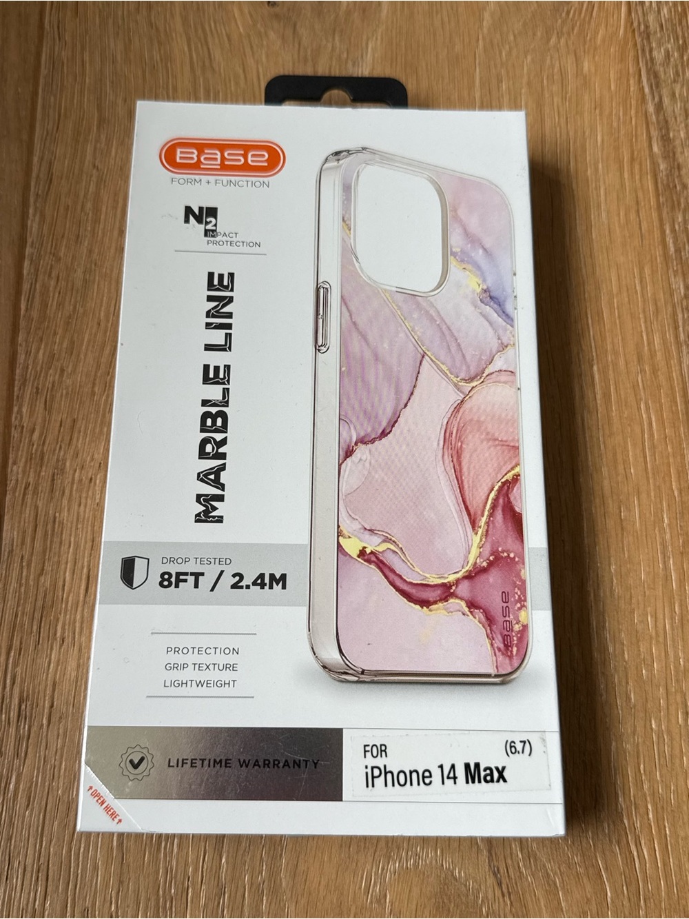 New Base Marble Line Phone Case for iPhone 14 Max 6.7” Pink Gold Purple